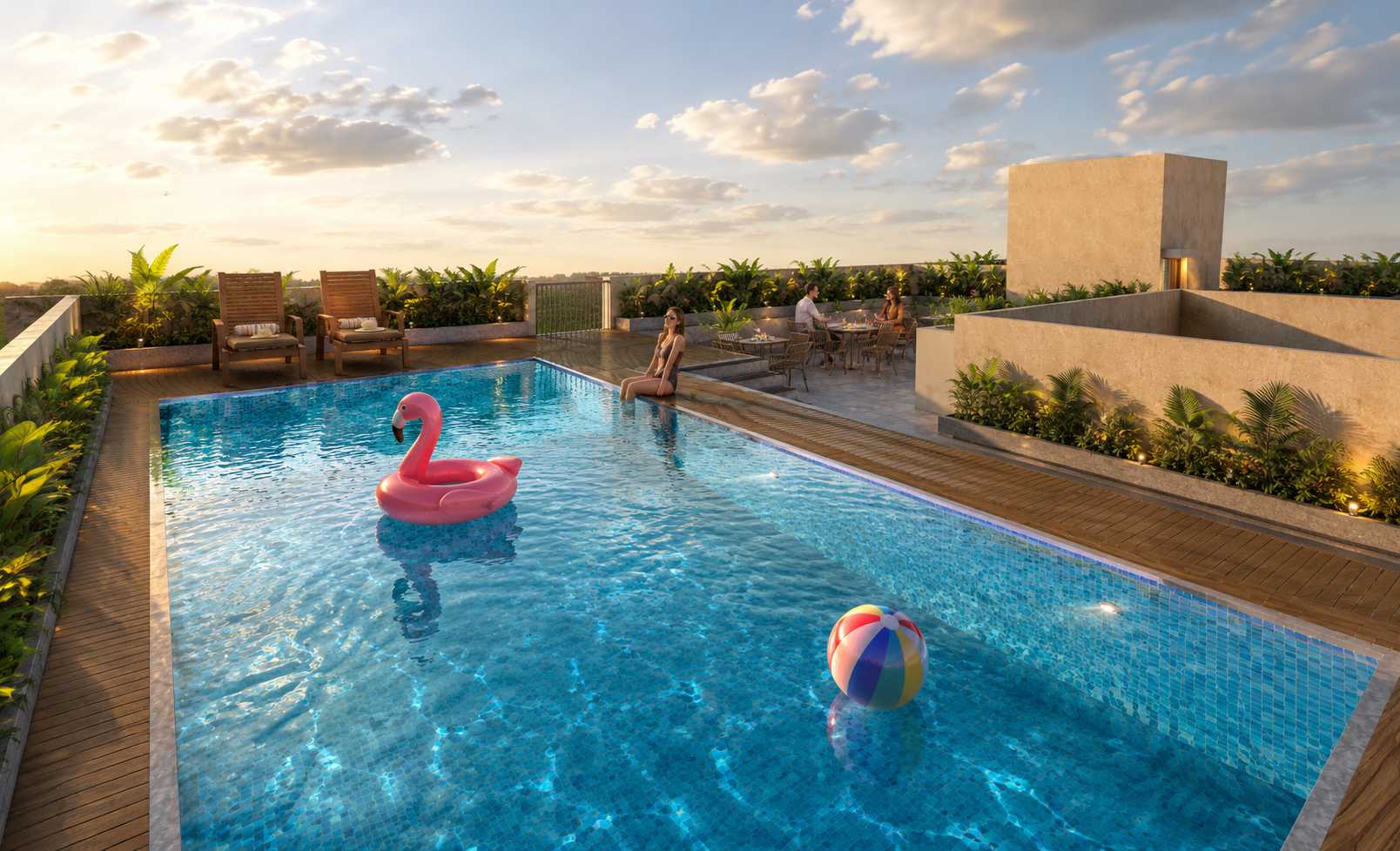 Rooftop sky swimming pool